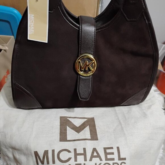 Michael Kors Hudson Large Suede Leather Tote Bag Walnut Brown NWT - Picture 12 of 16